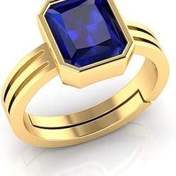 4.25 Ratti 3.00 Carat Certified Original Blue Sapphire Gold Plated Ring Panchdhatu Adjustable Neelam Ring for Men & Women by Lab Certified-image-86