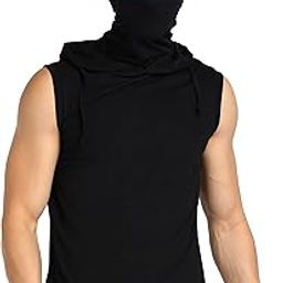 Mens Hoodie Tank Top Gym Hoodie with Mask Workout Vests Super Men Vests Gym Vest-image-75