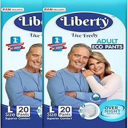 Liberty Eco Adult Diaper Pants, Large (L) 40 Count, Waist Size (75-140cm | 30-55 inches), Unisex, High Absorbency, Leak Proof, Overnight Protection, Pack of 2, 20 count/pack-image-78