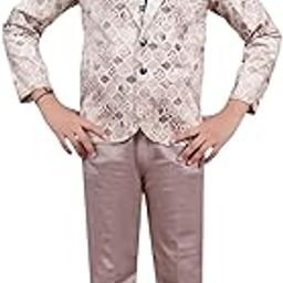 Boys Regular Fit Blazer Pant and T-Shirt Printed Mandarin Collar 3 Set-image-58