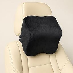 Kuber Industries 10x13x5 Inch Memory Foam Car Neck Rest Pillow 3 in 1 | Cervical Neck Support for Office Chair | Ultrasoft Car Head Rest Pillow with Adjustable Strap for Long Drive | Black-image-73