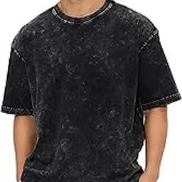 Acid Wash T-Shirt for Men & Women - Oversized, Half Sleeve, Solid Colors (Black, Grey, Blue,) Trendy Casual Wear & Anime Styles-image-32