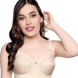 KCH Chikan Women's Non-Wired Bra Available in Black/Skin/White Colour Available Cups B/C/D/E/F/G/H/I Sizes 32 to 46-image-17