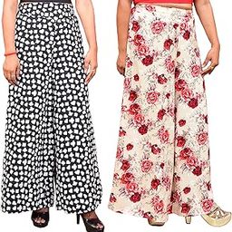 Crepe Printed Palazzo for Women (3XL, Black)-image-71