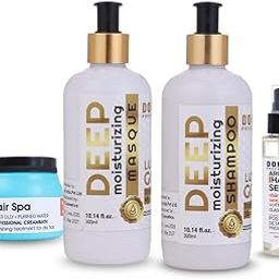 Donoka Luxury Gold Shampoo, Mask, Serum & Hair Spa Combo Promotes Hair Growth, Reduces Hair Fall (4 Items in the set)-image-124