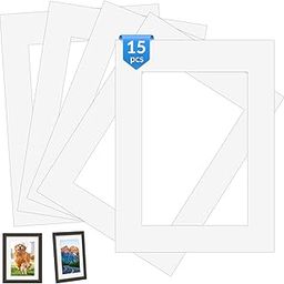HIMOMO Pack of 15 Passepartout Cardboard White, 30 x 40 cm External Dimensions, Presentation & Protection of Your Pictures and Photos for Photos, Postcards-picture-24