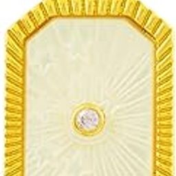 Mother of Pearl Charm, Premium Bronze with Gold Plating, White Cubic Zirconia, 27 x 11 mm-picture-34