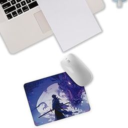 PRV Creations Anime Warrior Gaming Mouse Pad, 23.5 x 19.5 cm, 3mm Thick, Anti-Slip Base, Purple Moon Design-image-90