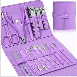 16-piece stainless steel Manicure & Pedicure set- Profassional Grooming kit for men&women| Food &Skin Care Tools in Elegant Travel Case[ Multicolor]-image-51