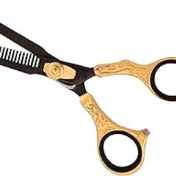 DANIAL HIGH CARBON SERIES THINNING SCISSORS for Hair Cutting Scissors for Men Women Professional Salon Barber Exclusive Hair Cutting Scissors Home Hair Cutting Tools Single Thinning BLACK N GOLD COLOR-image-20