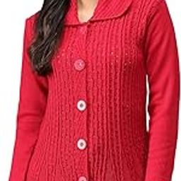 Women Wool Blend Banded Collar Cardigan-image-9