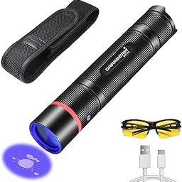 DARKBEAM UV Flashlight 365nm Light Black Lights Powerful Mini Woods Lamp USB Rechargeable Portable LED Ultraviolet Blacklight Flashlights for Pet Dog Urine Detection, Uranium Glass, Curing Resin-55