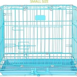 Naaz Pet Supplies Single Door Folding Metal Dog Cage/Crate/Kennel with Removable Tray (18 Inch, Blue)-30