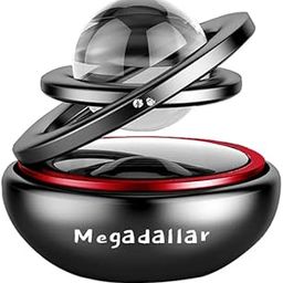 MEGADALLAR Solar Powered Metal Double Ring With Crystal Rotating Car Air Freshner Solar Interior Dashboard Accessories (Black Red), Oil, Pack Of 1-picture-20