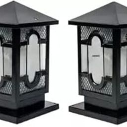 WHITERAY Black Metal Gate Light Taj Antique/Waterproof Outdoor Light for Home and Garden (Pack of 2)-image-0