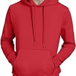 veirdo Fleece Regular Fit Hooded Sweatshirt Full Sleeves Jumper Red Solid Winter Sweatshirt for Men (W_05_RED_XXL)-picture-15