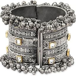 India Bangles For Women, Oxidised Cuff Bracelet, Kada For Women, Silver Bangle, Bangle for Girls, Silver Kada for Women & Girls,-image-49