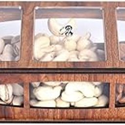 MAHANTMART Wooden Dry Fruit Gift Box | Multipurpose And Decorative Wooden Mukhwas, Chocolates Box For Diwali And Festival Gifting (3 Compartments)-image-1