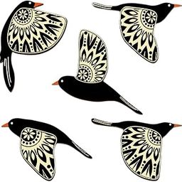 UJEAVETTE 5 Pieces Rustic Wall Sculpture Wooden Bird Wall Art for Bathroom Wall Office-picture-8