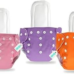 SAFJEE Reusable Baby Cloth Diapers with Inserts – Soft, Adjustable & Eco-Friendly Diapers for Newborns & Toddlers | Soft, Waterproof & Eco-Friendly| Rash Free Multicolour (Pack of 3)-29