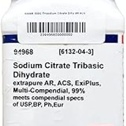 SRL Sodium Citrate Tribasic Dihydrate AR, ACS Grade, 99%, 500Gm, CAS 6132-04-3,Molecular Formula : C6H5Na3O7.2H2O, Storage : Room Temperature, Shelf Life : 60 Months for laboratory and industrial use-98