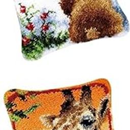 bnf® Latch Hook Kits Pillow Cushion Material Package for Beginners Giraffe Rabbit | Latch Hooking Kits | Latch Hooking | Rug Making | Needlecrafts & Yarn-picture-16