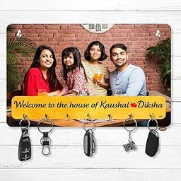 LEPPO Personalised Wooden Key Holder Wall Decoration Item for Home Decor Customized Key Hanger I Key Stand I Gift Item (Size 9 x 6 inch) Dl320 I 7 Hooks-image-32