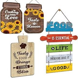 Chaka Chaundh - Set of 4 Kitchen Plaque Quotes Wall Hanging Décor Item – Kitchen Quote Sign Boards Décor - Dining Quotes Sign Wall Plates Décoration Items-image-33