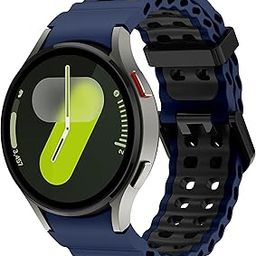 VEMIGON Rugged Silicone Band for Samsung Galaxy Watch 7 6 5 4 FE 40mm 44mm/ Watch 6 Classic 47mm 43mm/ 4 Classic 46mm 42mm/ 5 Pro 45mm, Two-tone No Gap Ocean Sport Straps for Samsung Watch-28