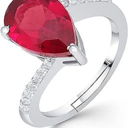 Pure 925 Sterling Silver Red Ruby & Zircon Solitaire Adjustable Ring for Women - Elegant and Timeless Design | 6 Months Warranty*-4
