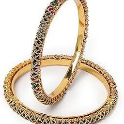 Traditional Gold Plated Red And Green Kada Bracelet Bangle Jewellery Set for Women & Girls-picture-17