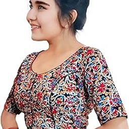 Zariyana Women's Kalamkari Cotton Blouse | Front-Open | Half Sleeve | Non-Padded | Ethnic Wear for Sarees & Lehengas-image-19