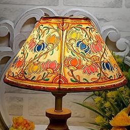 SHILP KATHA Handicraft Leather Lamps Shade For Home Decoration — Handmade Decorative Designer Side Table Desk Lamp Shade for Bedroom and Living Room Home Decor | Lotus Bloom - (10 inch Diameter)-picture-19