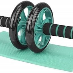 Ab Exerciser,Gym - Multipurpose Fitness Equipment for Men and Women Anti Skid Double Wheel AB Roller Exerciser with Knee Mat Steel Handle-26