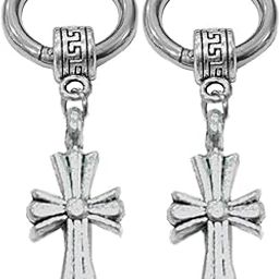 Jesus Cross Charm Drop Huggie Earring Black Stainless Steel Hoop Earring for Men and Women-image-40