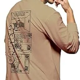 bewakoof Official Garfield Merchandise Men's Graphic Printed Oversized Fit Full Sleeve Round Neck Cotton Jersey T-Shirt-picture-37
