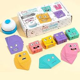 Goyal's Wooden Emoji Cube Face Changing Game for Kids | Expressions Matching Block Puzzle Toy, Preschool Educational Learning Memory Building Board Games (Bell Face Cube)-14