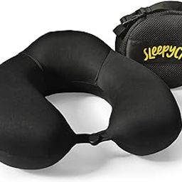 SleepyCat Travel Neck Pillow | 10x9 inches | Memory Foam Fill| Portable, Durable & Breathable | Standard Size 25cmX22.86 cm-26