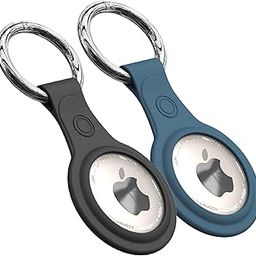 SQUIF Pack of 2 Silicone Key Ring Holder Case Cover Compatible with Airtag (Black, Blue)-picture-18