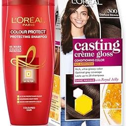 L'Oréal Paris Hair Colour and Shampoo Bundle, Glossy Finish, Casting Crème Gloss 300 Darkest Brown, 87.5 g + 72 ml With Color Protect Shampoo, 192.5 ml-7