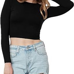 Women's Cotton Boat Neck Full Sleeve Solid Casual Wear Black Crop Top for Women L357-picture-33