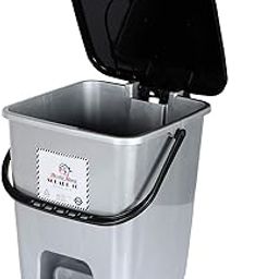 Heart Home Step-On Pedal Dustbin/Waste Bin with Lid|Solid Color & Durable Plastic|Size 32 x 30 x 26 CM, Capicity 10 Ltr (Grey)-HHEART16403-picture-5