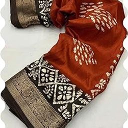 Women's Pure Dola Silk Batik Printed Bandhani Saree With Jacquard Border-image-69