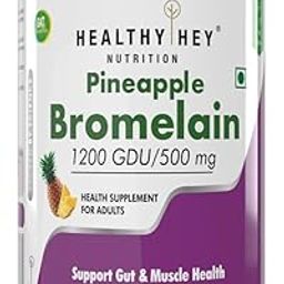 HealthyHey Nutrition Bromelain Digestive Enzyme- High Concentrate -60 Veg. Capsules (Pack of 1)-93