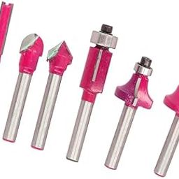 MLD Professional Router Bit Set 6pcs 6.35 mm Woodworking Trimming Engraving Carving Cut Tools(Size 6.35 mm,Color-Multi, Material-Carbon steel)-24