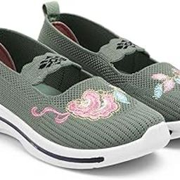 Stylo Women's Floral Embroidered Canvas Slip-On Ballies, Comfort Flats with Pink Flower Design Ballies, Casual Walking Sneakers Braided Orthopedic Breathable Soft Sole Ballet Shoes-image-40