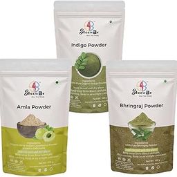 Natural Amla, Indigo, Bhringraj Powder No Artifical Colour & Additives For Hair Care & Hair Growth-image-94