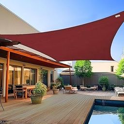 FREDDO HDPE Fabric Sun Shade Sails 85-90% Protection from Sun & UV Rays Ideal for Car Parking, Outdoor Garden, Balcony, Patio, Burgundy Color, 9.5 ft x 10 ft, Pack of 1 Piece-image-8