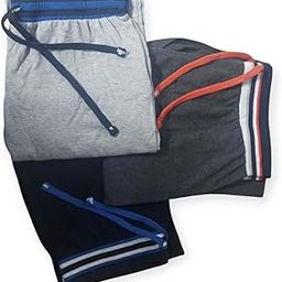 Men's Cotton Lounge Pants, Pack of 3, Drawstring Waist, Navy Blue, Grey, Black-image-17