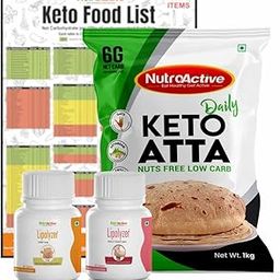 NutroActive Weight Loss Kit (Keto Atta Daily– 1kg, Lipolyzer Tummy Tablet – 30 tab, Lipolyzer Hips & Thighs Tablet – 30 tab, Keto Food Chart.-0